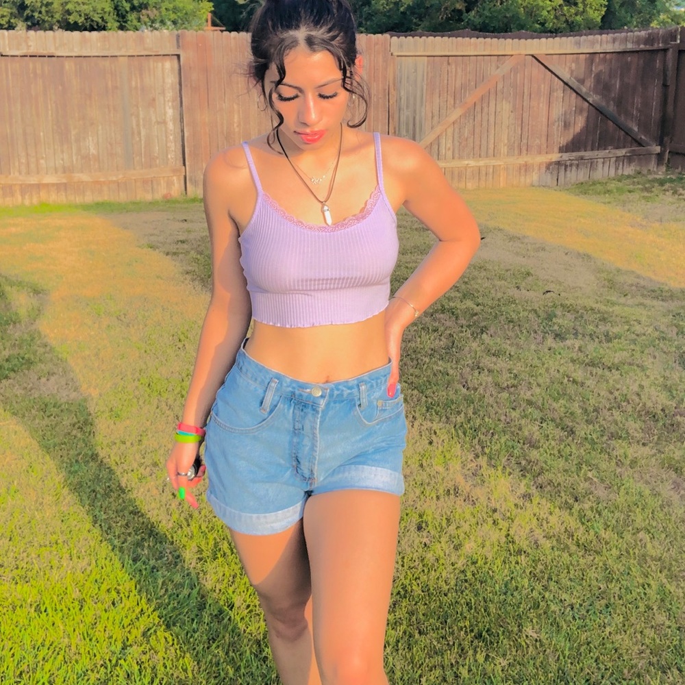 A lavender crop tank